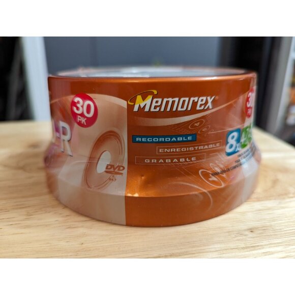 30 pack Memorex DVD - R 8x 4.7 GB 120 min video recordable orange label sealed - Picture 1 of 4